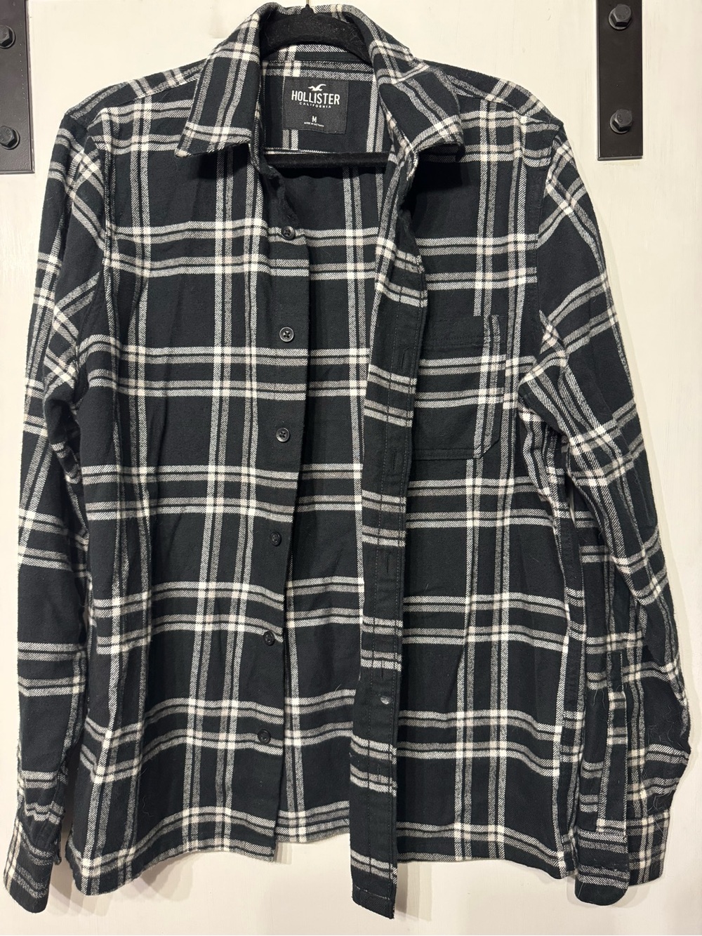 Hollister Black & White Plaid Button-Up Jacket